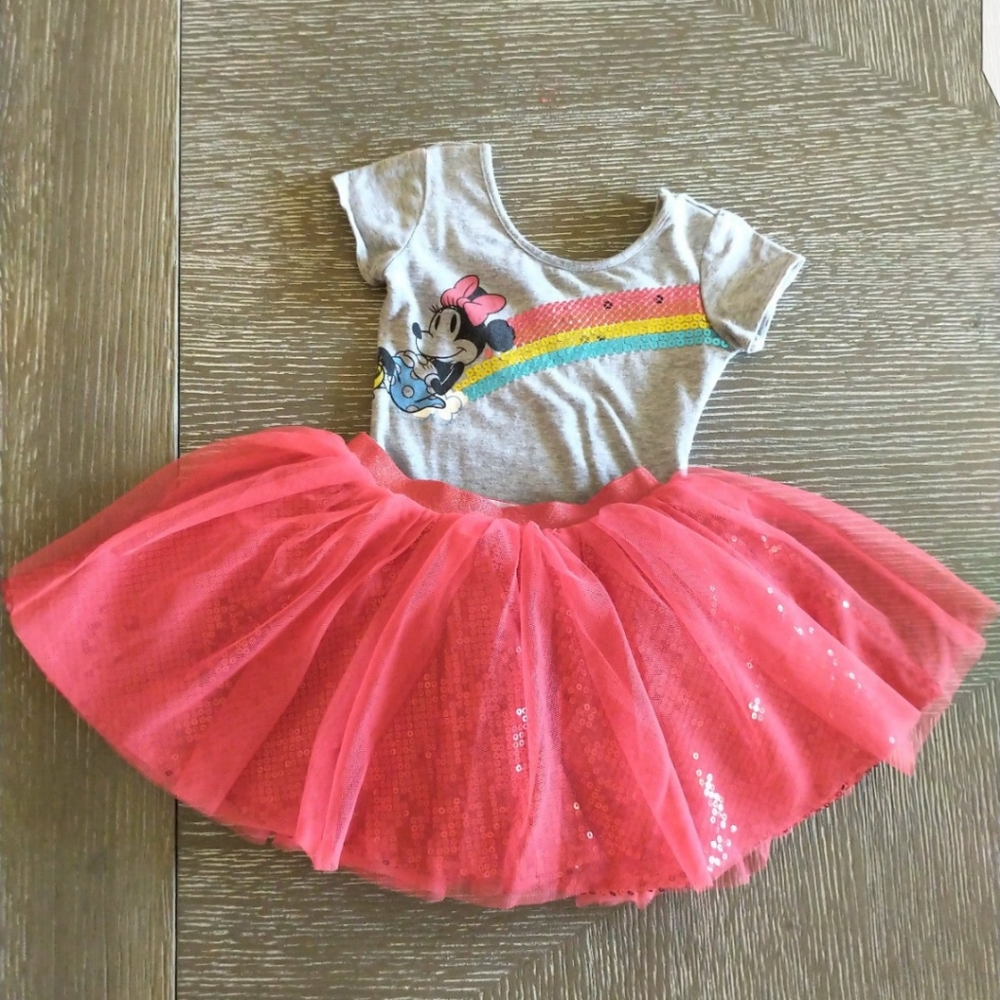 Disney Minnie Mouse 2 piece Bodysuit and skirt set 3T- EUC